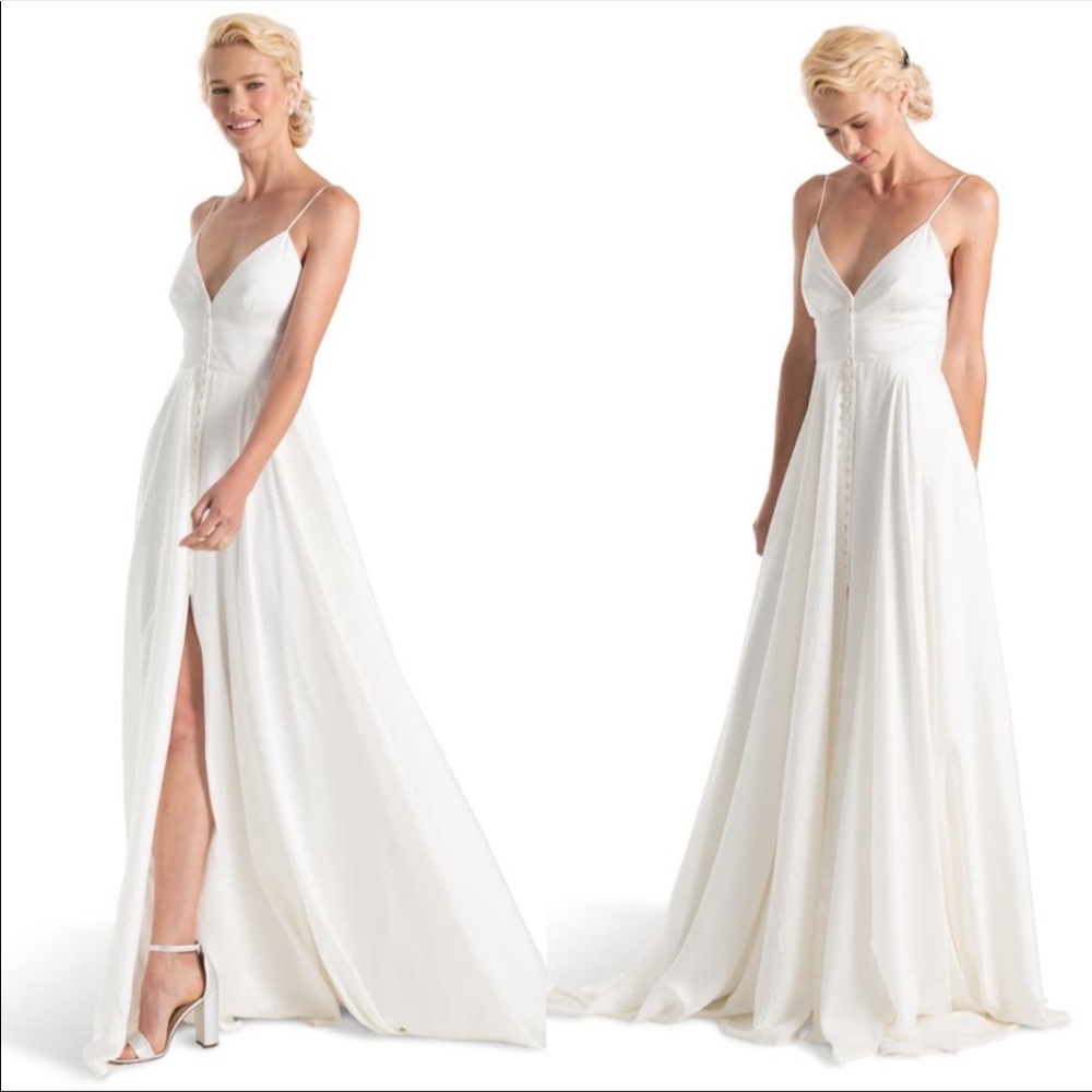 JOANNA AUGUST Nancy Button front Wedding Dress